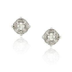 Sterling Silver 1/8ct Diamond Round Stud Earrings Jewelry