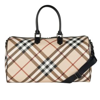 Burberry Check Patent Leather Trim Weekender Bag