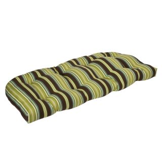 Pillow Perfect Outdoor Brown/ Green Striped Wicker Seat Cushions (Set