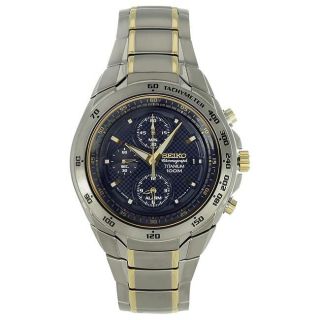 Seiko Mens Two tone Stainless Steel Blue Dial Chronograph Watch