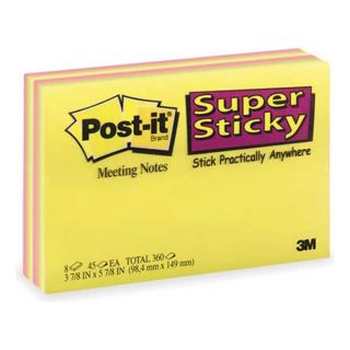 3M 6445 SSP Super Sticky Notes, 4x6 In., Assorted, PK8