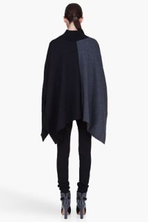 Y 3 Wool Blend Patchwork Poncho for women