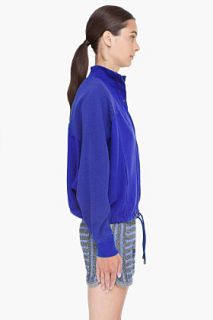 T By Alexander Wang Blue Batwing Mesh trimmed Sweater for women