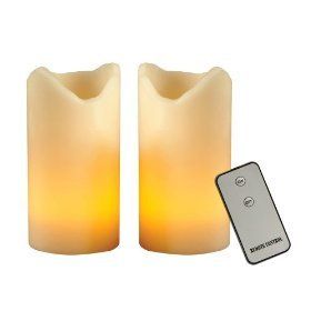 Flameless Ivory Pillar Candle Set w/Remote (6 inch) Home