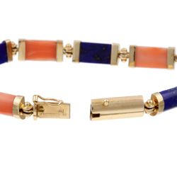 14k Yellow Gold Coral and Lapis Link Bracelet