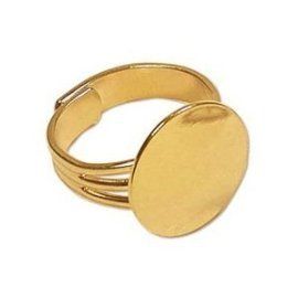 Adjustable Gold Plated Ring Base with 16mm Pad (36 pcs