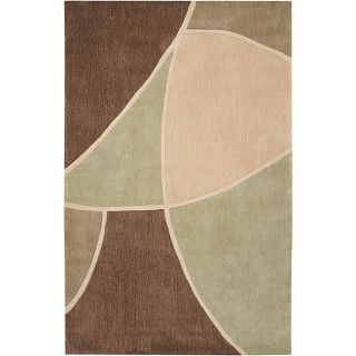Hand tufted Contemporary Retro Chic Green Brown/Green Abstract Rug (8
