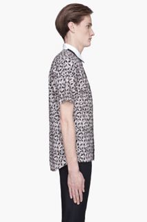 Marni Pastel Pink Scratchy Leaves Contrast Collar Shirt for men