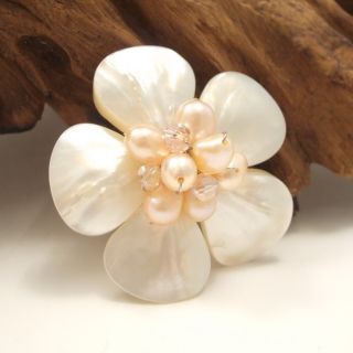 White Floral Plumeria Mother of Pearl Pin/Brooch (Thailand) Today $18