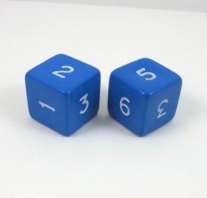 Blue Jumbo Polyhedral 6 Sided Dice   Set of 2 Toys