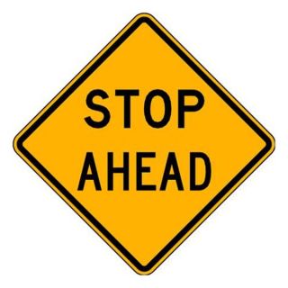 Lyle LW3 1A 24HA Traffic Sign, 24 x 24In, BK/YEL, Stop Ahead