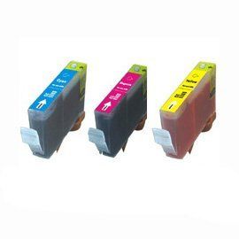3 Pack Color Ink for CLI 221 Canon Compatible Pixma iP3600