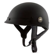 Skull Half Helmet   Matte Black   Lightweight fiberglass shell with D