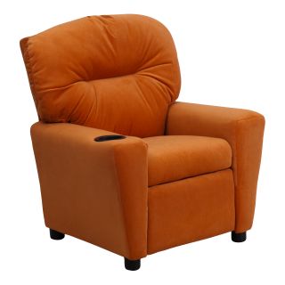Contemporary Orange Microfiber Kids Recliner with Cup Holder Today $