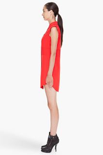 T By Alexander Wang Red Silk Blend Shirt Dress for women