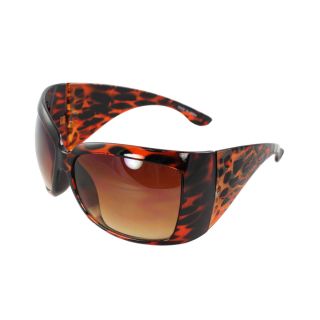 Stylish Wrap Sunglasses Red Leopard Frame Amber Gradient Lenses for