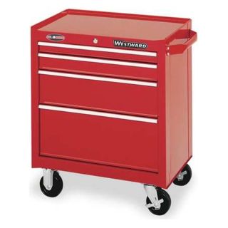 Westward 4FB46 Rolling Cabinet, 26 1/2 W, 4 Drawer, Red