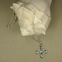 Jewelry by Dawn Cross Shaped Abalone Pendant Necklace