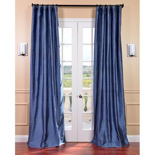 Signature Winter Blue Textured Silk 84 inch Curtain Panel