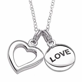 Sterling Silver Open Heart Love Sentiment Necklace