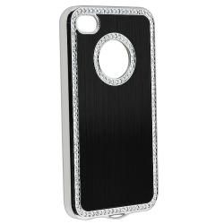 Bling Black Case/ Home Button Sticker/ Dust Cap for Apple iPhone 4/ 4S