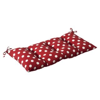 Pillow Perfect Outdoor Red/ White Polka Dot Tufted Loveseat Cushion