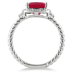 10k White Gold Ruby and Diamond Accent Ring
