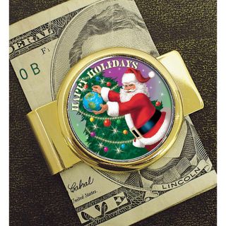 Colorized Santa JFK Half Dollar Goldtone Moneyclip MSRP $29.95 Today