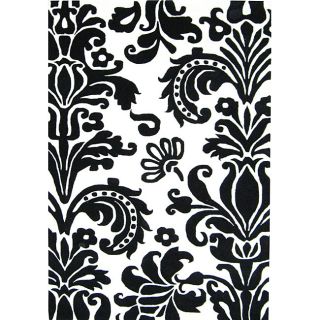 Hand tufted Floridly Black Wool Rug (5 x 8)
