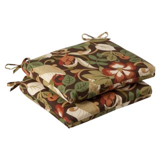 Pillow Perfect Outdoor Brown/ Green Tropical Squared Seat Cushions