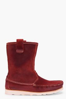 N.D.C. Made by Hand Burgundy Suede Nebraska Boots for men