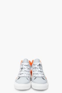 Raf Simons Orange And Grey Mid Top Sneakers for men