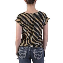 Journee Collection Womens Striped Short sleeve Flowing Top