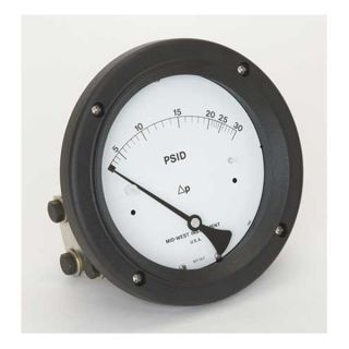 Midwest Instrument 140 SC 00 OO 30P Differential Pressure Gauge, 0 to 30 PSID