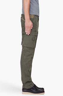 White Mountaineering Olive Sulphur Dyed Cargo Pants for men