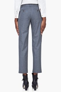 Maison Kitsune Grey Wool High waist Pants for women