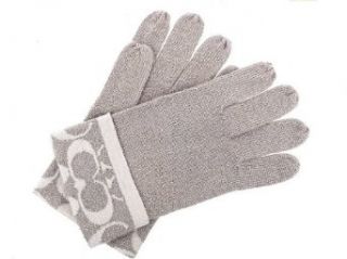 Coach Signature Metallic Knit Muffler and Glove Set (Grey