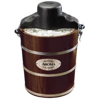 Aroma AIC 224W 4 Quart Wood Barrel Ice Cream Maker, Walnut