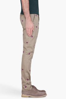 Band Of Outsiders Taupe Embroidered Dog Chinos for men