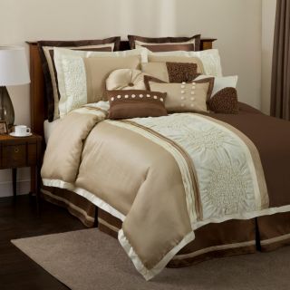 Lush Decor Leron Taupe/ Brown 8 piece Full size Comforter Set
