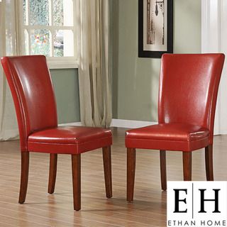 ETHAN HOME Charlotte Faux Leather Dining Chairs Red (Set of 2