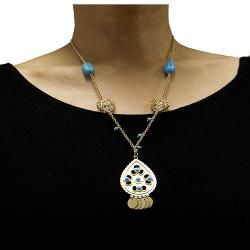 Adee Waiss 18k Yellow Gold Overlay Magnesite Turquoise Charm Necklace