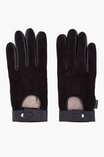 Marc Jacobs Black Combo Leather And Suede Gloves for men