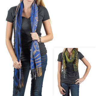 Journee Collection Womens Floral Pattern Fringed Scarf