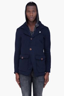 G Star Navy Hooded Cl Legend Jacket for men