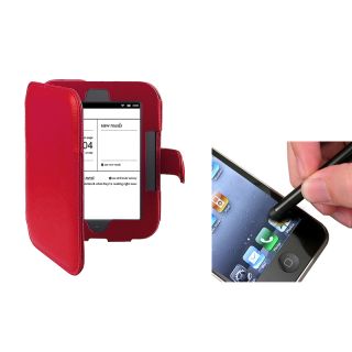 Red Leather Case/ Stylus for  Nook 2