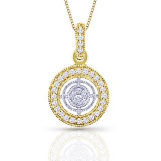 14k Two Tone Gold 1/8ct TDW Diamond Circle Necklace (H I, I1 I2