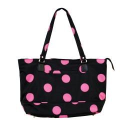 Jenni Chan Womens Black/Pink Dots Laptop Tote Bag
