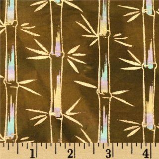 44 Wide Metallic Batik Bamboo Brown/Gold Fabric By The