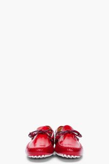 Mr. Hare Red Leather Sergio Moccasin Loafers for men